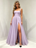 Simple Purple Tulle Straps Prom Dress