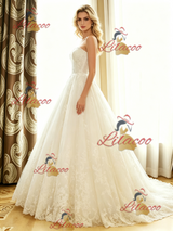 White Tulle Lace Strapless Wedding Dress