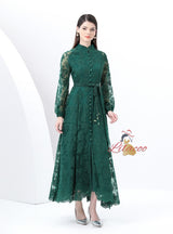 Palace Collar Lace Long Sleeve Dress