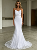 White Mermaid Spaghetti Straps Wedding Dress