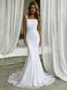White Mermaid Lace Straps Wedding Dress