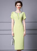 Green Short Sleeve Beading Mother Of The Bride Dress