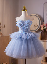 Blue Tulle Sequins Butterfly Homecoming Dress