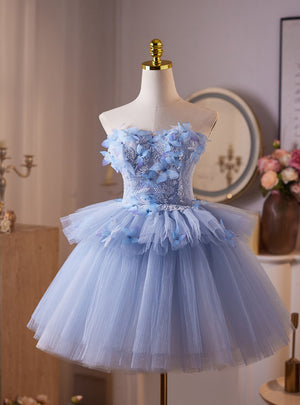 Blue Tulle Sequins Butterfly Homecoming Dress