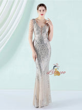 Mermaid V-neck Sequins Beading Prom Dress