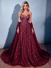 Burgundy Sequins Strapless Prom Dress