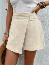 Leisure Belt High Waist Solid Color Skirt Pants