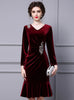Burgundy Velvet Mother Of The Bride Dress