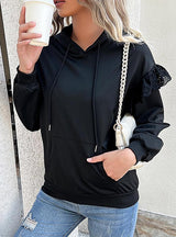 Long Sleeve Solid Color Hooded Top