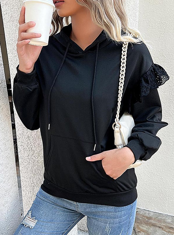 Long Sleeve Solid Color Hooded Top