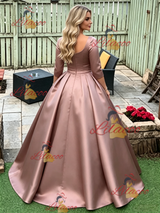 Short Sleeve Satin Pleats Prom Dress