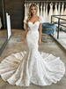 White Mermaid Lace Puff Sleeve Wedding Dress