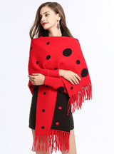Dot Tassel Knitted Cardigan Shawl Coat