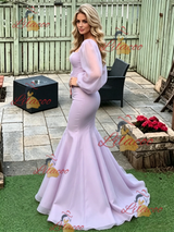 Purple Mermaid Long Sleeve Prom Dress