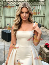 Ivory Mermaid Satin Straps Prom Dress