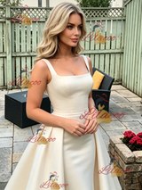 Ivory Mermaid Satin Straps Prom Dress