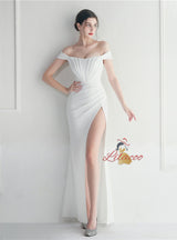 Mermaid Off the Shoulder Pleats Prom Dress