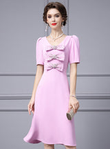 Pink Short Sleeve Mother Of The Bride Dress