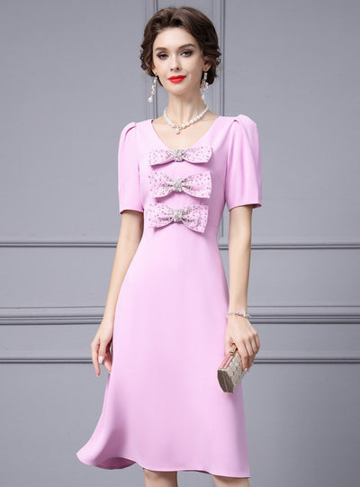 Pink Short Sleeve Mother Of The Bride Dress