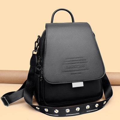 Folding Soft Leather Backpack
