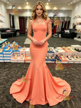 Orange Mermaid Halter Prom Dress