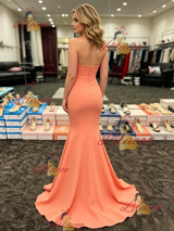 Orange Mermaid Halter Prom Dress
