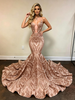 Gold Mermaid Sequins Spaghetti Straps Prom Dress