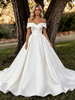 White Satin Off the Shoulder Wedding Dress