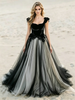 Black Tulle Appliques Wedding Dress