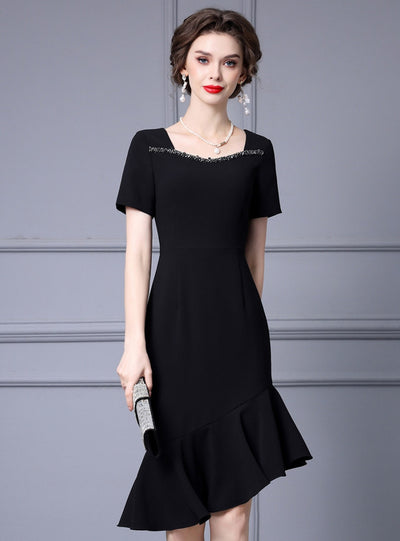 Red Short Sleeve Beading Mother Of The Bride Dress