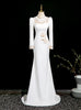 White Mermaid High Neck Sequins Lace Prom Dress