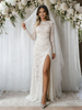White Mermaid Lace Long Sleeve Split Wedding Dress