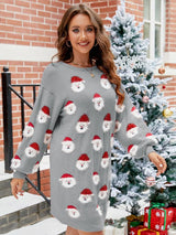Christmas Print Pullover Sweater Dress