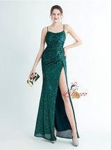 Mermaid Sequins Spaghetti Straps Prom Dress