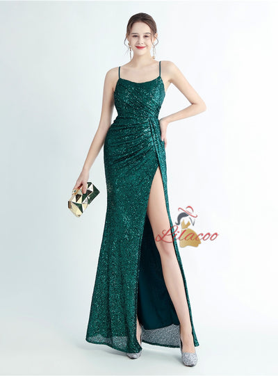 Mermaid Sequins Spaghetti Straps Prom Dress