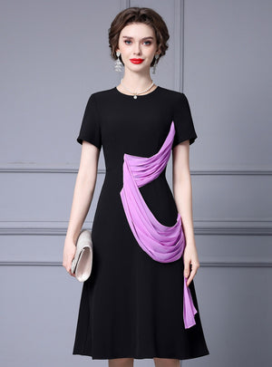 Black Pleated Mother Of The Bride Dress