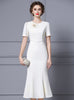 Beige White Flower Beading Mother Of The Bride Dress