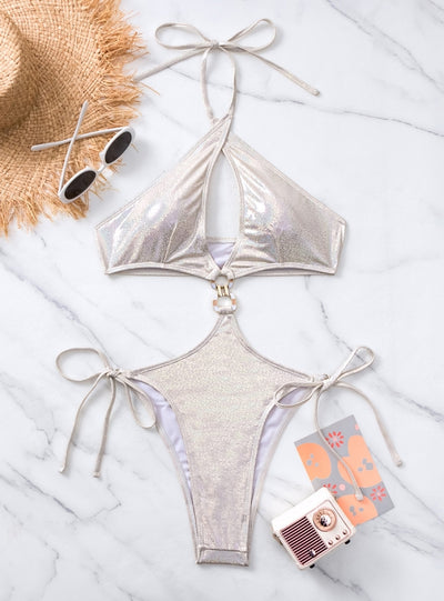 Sexy Halter Cross One-piece Swimsuit