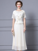 Pink Short Sleeve 3D Flower Mother Of The Bride Dress