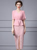 Pink Lace Chiffon V-neck Mother Of The Bride Dress
