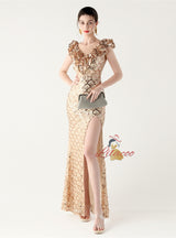 Mermaid Sequins Split Prom Dress