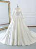 Ivory White Satin Long Sleeve Wedding Dress