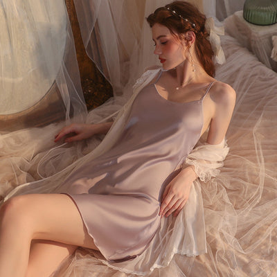 Sexy Satin Halter Nightdress Suit