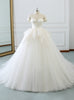 Ivory White Tulle Satin Off The Shoulder Wedding Dress