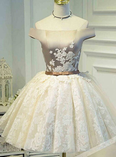 Off the Shoulder Lace Homecoming Dress