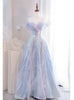 Purple Sequins Tulle Prom Dress