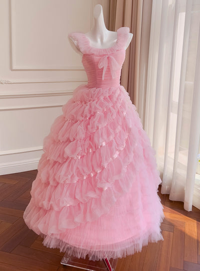 Pink Tulle Tiers Princess Prom Dress