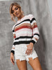 Women Striped Stitching Sweater