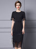 Black Short Sleeve Lace Mother Of The Bride Dress