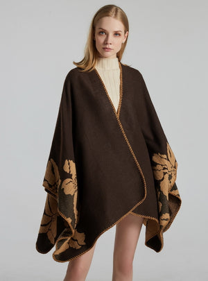 Retro Big Flower Double-sided Cashmere Cloak